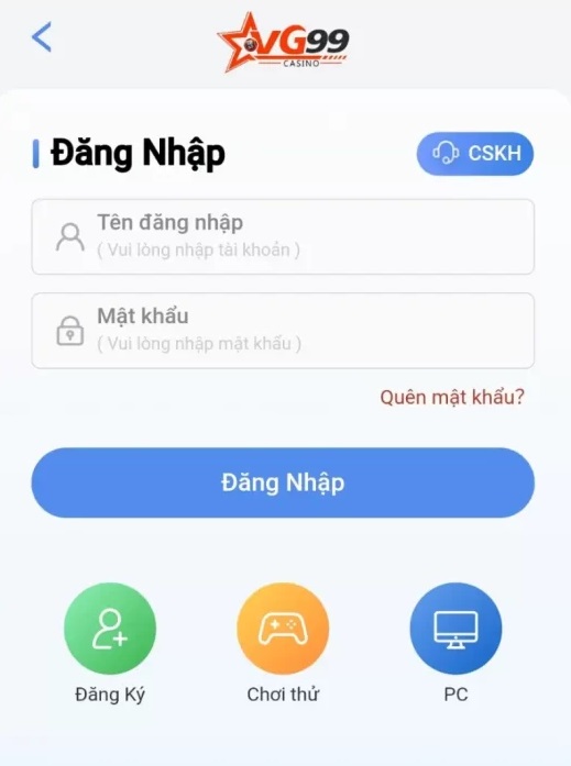 Hoàn thiện thông tin đăng nhập