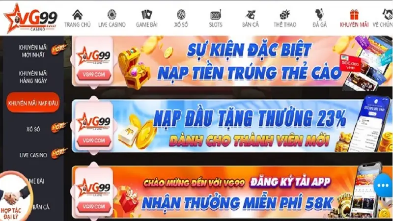 Khuyến mãi dành cho tất cả người nạp tiền VG99 lần đầu