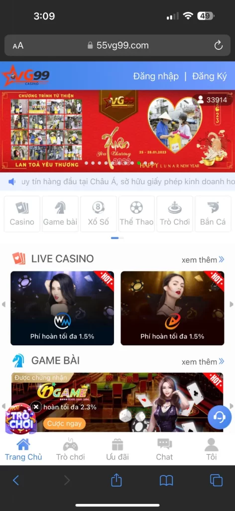 Truy cập vào link tải app VG99